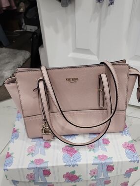 GUESS Blush Pink Satchel with Gold-Tone Accents